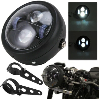 6.5" Motorcycle Head Light LED Headlight w/ Bracket For Harley Cafe Racer Bobber - Image 1 of 4