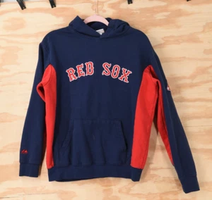Felpa con cappuccio Boston Red Sox ricamata 2011 Majestic pullover GIOVENTÙ XL blu navy/rosso - Foto 1 di 17