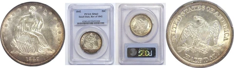1842 50C Seated Liberty Half Dollar Small Date PCGS MS-63 Cover