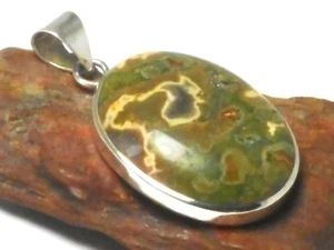 COLGANTE DE PIEDRAS PRECIOSAS DE PLATA ESTERLINA 925 RIOLITA - ¡En caja de regalo! - Imagen 1 de 5