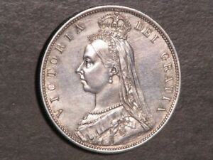 GREAT BRITAIN 1887 1/2 Crown Victoria Jubilee Silver AU-UNC