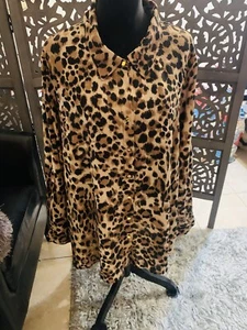 Ladies SPENSE Animal Print ( Cheetah ) Long  Sleeve Sheer Top Size 2X - Picture 1 of 4