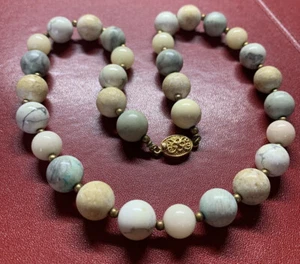 Vintage Chinese Export 9mm Howlite Necklace Sterling Silver Clasp 25” - Picture 1 of 4