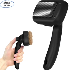 Self-Cleaning Dog & Cat Shedding Brush – Skin-Friendly Deshedding Tool, Black - Picture 1 of 7