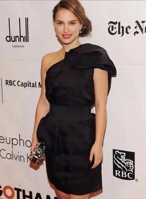 LANVIN x H&M  Dark Purple Silk Organza Belted One Shoulder Cocktail Dress 8 - Image 1 of 2