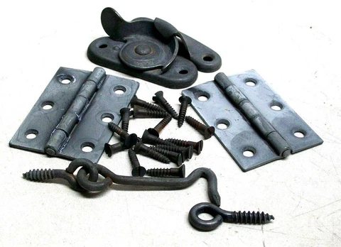 LOT OF 2 NOS VINTAGE GALVANIZED CELLAR WINDOW HARDWARE KIT FREE SHIP DM Cover