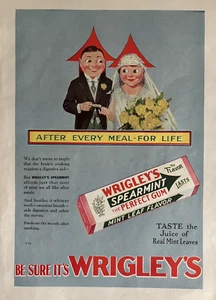 1929 Wrigleys Spearmint Chewing Gum Real Mint Bride Groom Taste Vintage Print Ad - Picture 1 of 1