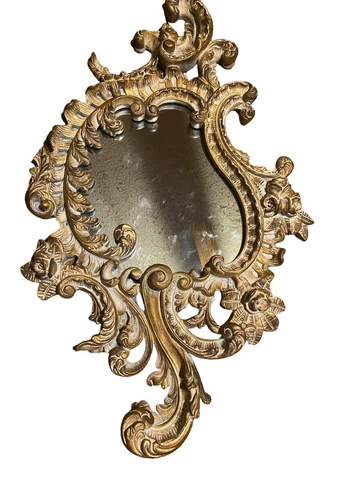 Vintage Gilt Floral Flowers Ornate Gold Scroll Wall Mirror Hollywood Regency Cover