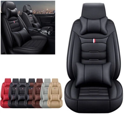 For Cadillac Car Seat Covers 5-Seat Front Rear Full Set PU Leather Cushion Pad - Image 1 of 4