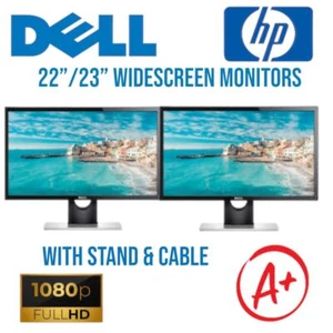 Dell/HP 22"/23" LCD Widescreen Monitor Full HD 1980x1080 VGA DP Tested Ship Fast - Picture 1 of 7