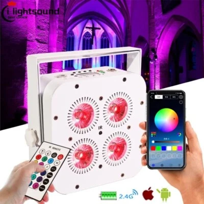 DJ Par 6in1 RGBWA+UV 4x18w Wireless Par Light DMX Battery Powered Uplight - Image 1 of 4