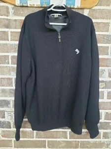 Fairway & Greene Mens Golf Sweater Black 1/4 Zip Long Sleeve Mock Neck Wool L - Picture 1 of 6