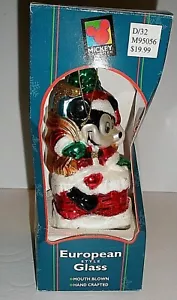 Disney Mickey Mouse Weihnachten Glas Ornament mundgeblasen 6 1/4" hoch 1997 CE #2 - Bild 1 von 5