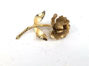 Spilla spilla bigiotteria costume tono oro fiore stelo lungo firmata Giovanni vintage - Foto 1 di 7