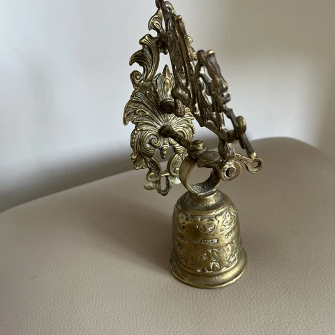 antique brass door bell antique French lever gate bell 1920s 1930s architectural Cover