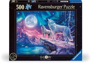 500 Teile Ravensburger Puzzle Glow in the dark Wolf im Nordlicht 12000476 - Bild 1 von 5