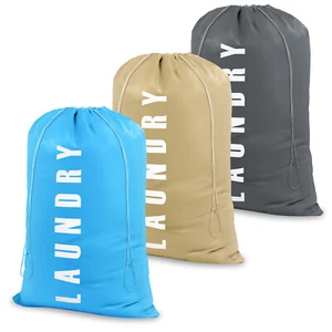 3 Pcs Large Heavy Duty Laundry Bags, Dirty Clothes Drawstring Storage Organizer - Picture 1 of 7