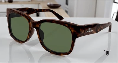 Gafas de sol unisex BALENCIAGA BB0212S 002 rectangulares acetato verde habana 56 mm Foto 1 de 4