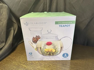 Teabloom Celebration Glass Teapot with Loose Tea Glass Infuser New In Box - Image 1 of 4