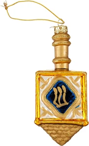 Gemas nobles adorno de dreidel judío de vidrio de 4 pulgadas, Janucá - Imagen 1 de 12
