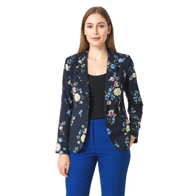 Chaqueta Blazer Cynthia Rowley Negra Estampado Floral M Preppy Dark Academia 80-27 Foto 1 de 4