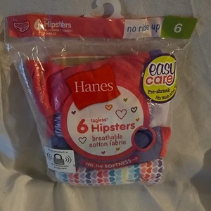 Hanes Size 6 Girls Tagless Hipster Panties - Picture 1 of 2