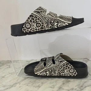 BIRKIS By Birkenstock Beach Slide Sandals Brown Paisley Design Size 8/38 - Bild 1 von 9