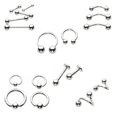 Stainless Steel Body Piercing Jewellery -Barbell Ring Labret BCR - 1.2mm + 1.6mm - Image 1 of 4