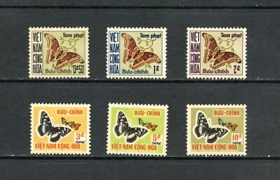 N119 Vietnam (Sud) 1968 Droits De Port Papillons 6v. MNH - Photo 1/2