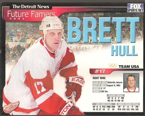 DETROIT RED WINGS 2002  BRETT HULL FUTURE FAMERS POSTER 8'" X 10" Cover