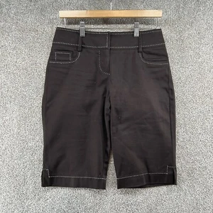 Cache Women’s Shorts Size 6 Black White Trim Mid Rise - Picture 1 of 10