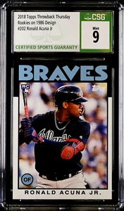 2018 Topps Throwback Thursday TBT #202 Ronald Acuna Jr RC Rookie SP CSG 9 MINT - Picture 1 of 4
