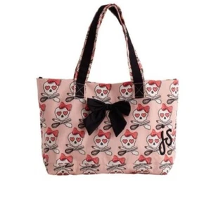Jessie Steele Lucie Pink Skulls with Bow Cooking Tote Bag, NEW - Picture 1 of 1