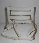 Rebecca Minkoff White Multi Zip Leather Tasseled Chain Strap Small Crossbody Bag