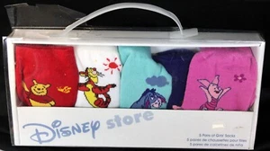 Disney Store Winnie Pooh Friends Girls Socks set of 5 sz S M L Colorful Fun - Picture 1 of 6