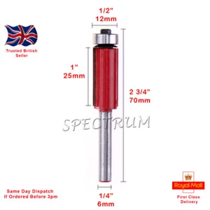1/4" Shank, Flush Trim Router Bit With Bearing In Case. 25mm x 12mm x 70mm. - Picture 1 of 1