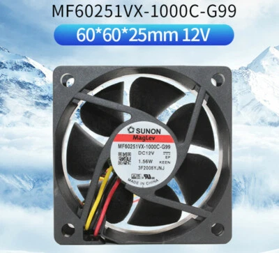 SUNON MF60251VX-1000C-G99 12V 1.56W 6025 High Air Volume Cooling Fan 3-wire - Image 1 of 4