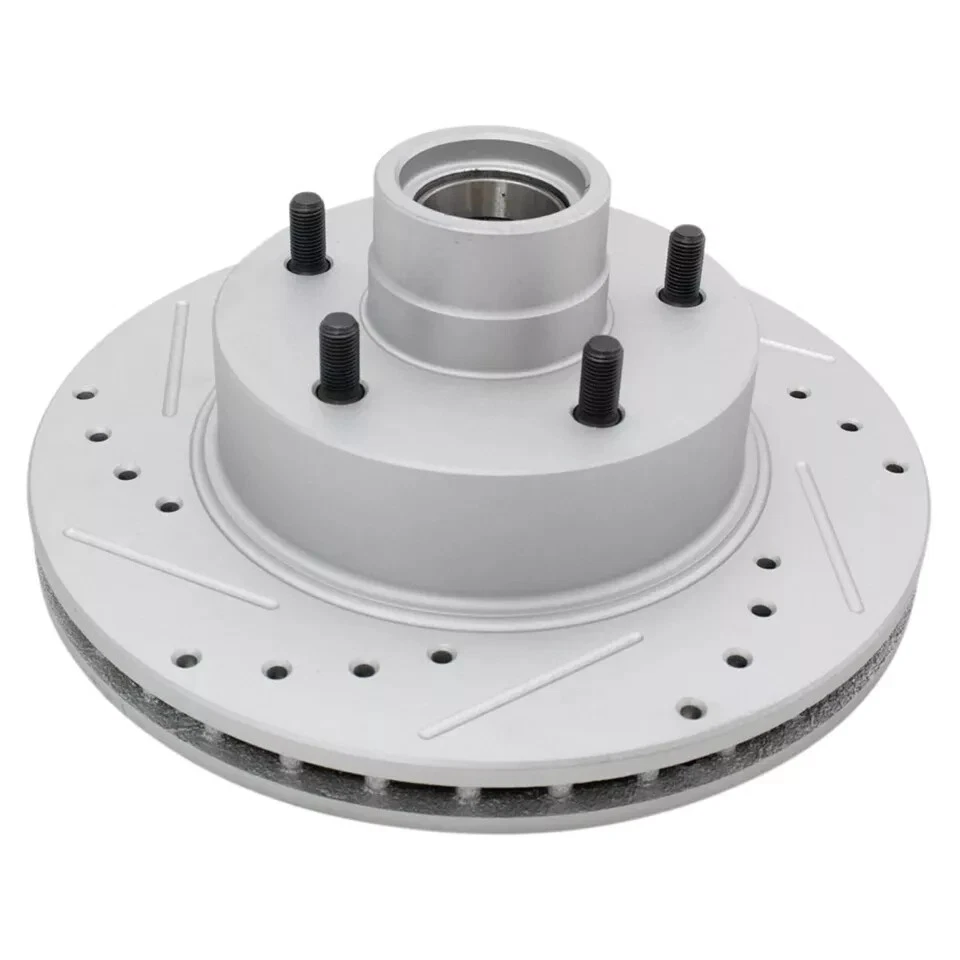 Par de rotores de freno de disco ranurados perforados con recubrimiento en G de rendimiento delantero nuevo Foto 1 de 1