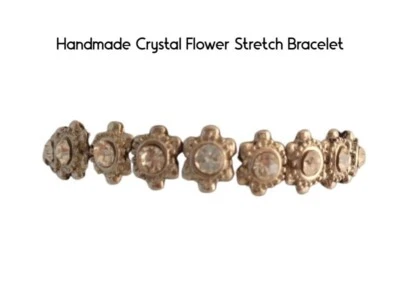 Floral Crystal Tennis Bracelet - Austrian Crystal Statement Bracelet Handmade - Image 1 of 4