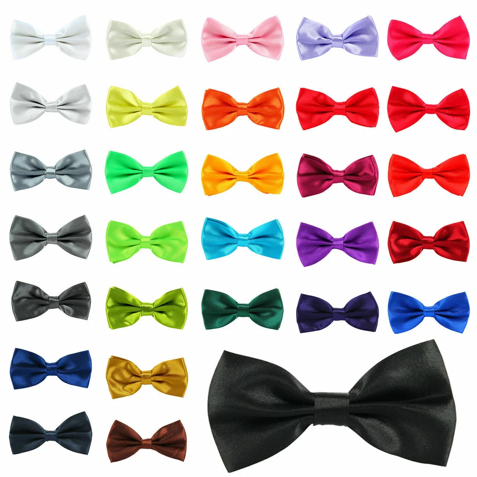Men's Clip On Bow Tie Pre Tied Plain Wedding Bowtie Party Prom Office - Image 1 of 1