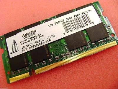 Add-on Gateway nx850 1GB PC2-4200 DDR2  533MHZ Laptop Memory * AP533D2S4/1GB - Image 1 of 2