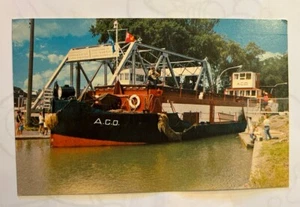 Chambly P.Q. POSTCARD Quebec Travel Vintage Barge in Canal - Picture 1 of 2