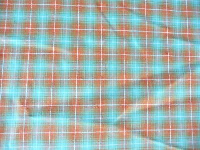 tissu ancien  en coton rayé vert et orange - Photo 1/4