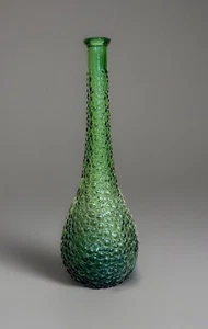 Green Empoli Style Decanter Genie Bottle Diamond Hobnail Glass 15.5” Tall Italy - Picture 1 of 8