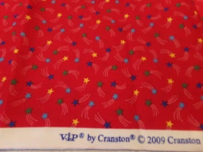 3/4 YDX 42" VINTAGE COLORFUL SHOOTING STARS ON RED by VIP CRANSTON NEW  #6923 - Image 1 of 3
