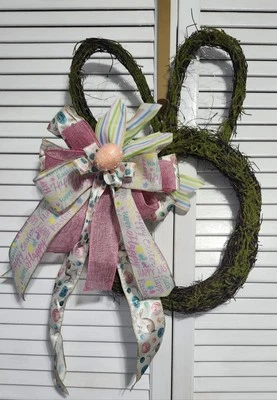 Enorme conejo de Pascua lazo cinta de satén rosa neutro linterna Topper envío gratuito Foto 1 de 4