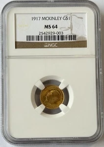 1917 McKinley Commemorative Gold Dollar $1 NGC MS 64 - Picture 1 of 2