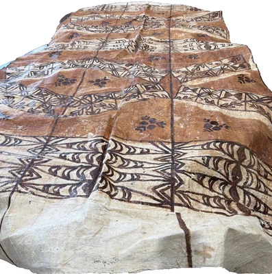 Vintage Beautiful Tonga Tapa Bark Cloth Large 136 X 57 - Image 1 of 4