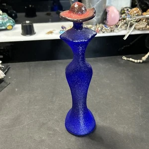 RARE Red Hat Blue Woman Kosta Boda Glass Sculpture Figurine SIGNED - Picture 1 of 10