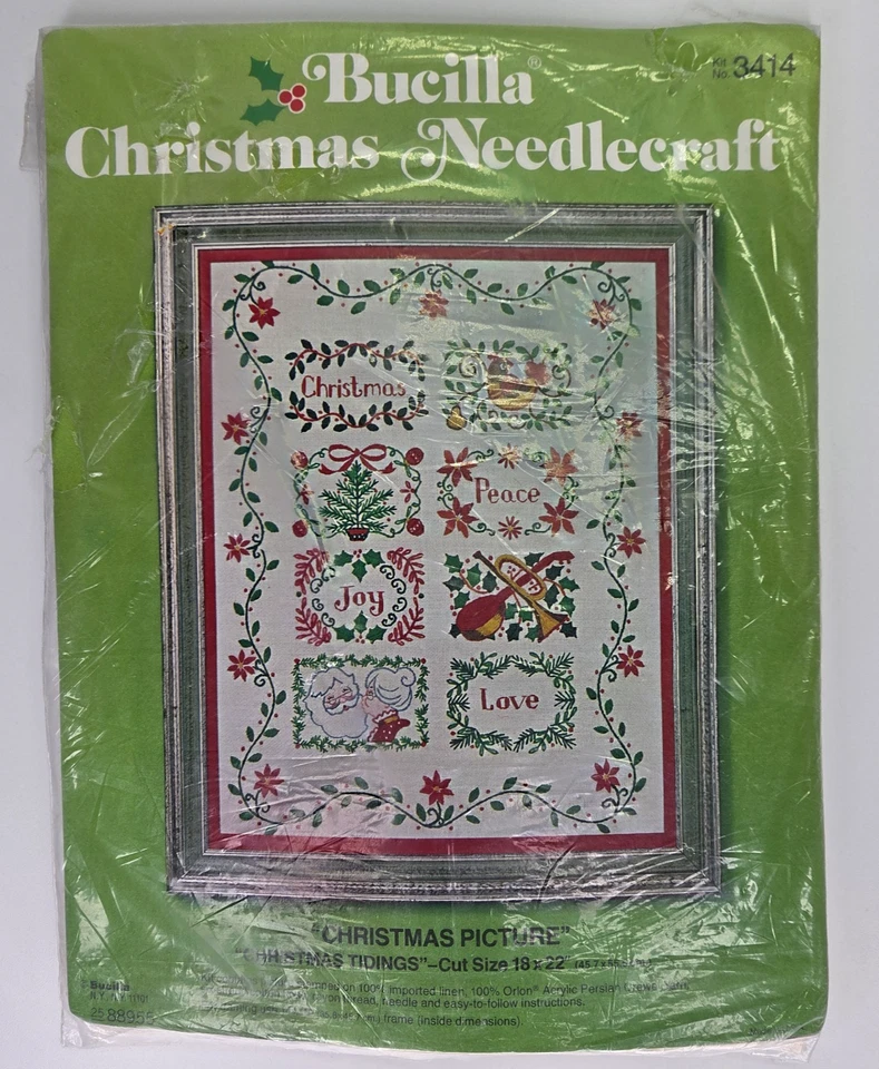 Antigo Bucilla Natal Agulha Novidades de Natal #3414 14"x18" Acabamento - Imagem 1 de 4